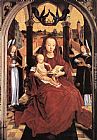 Hans Memling Canvas Paintings - Virgin and Child Enthroned with two Musical Angels